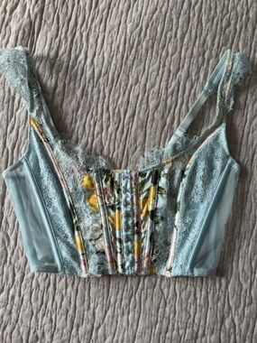 Victoria’s Secret Lemon Floral Lace Corset Bustier Top - Size XS